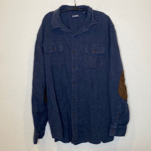 Chaps Blue Chambray Flannel Button Down Long Sleeve Men’s Shirt EUC Sz 2XLT - Picture 1 of 11